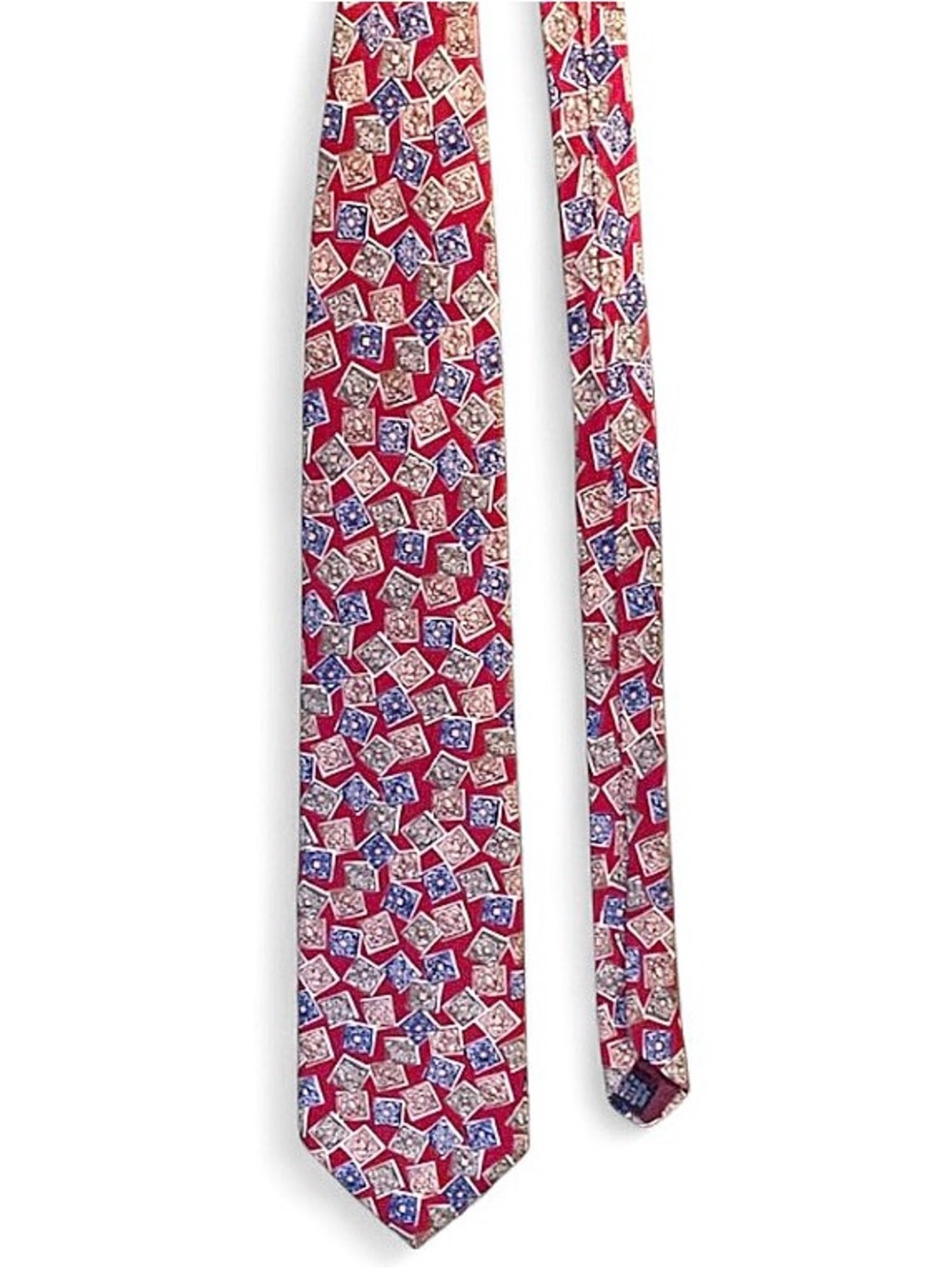 Christian Dior Monsieur Vintage Silk Tie Blue Red Taupe Designer 70s–90s
